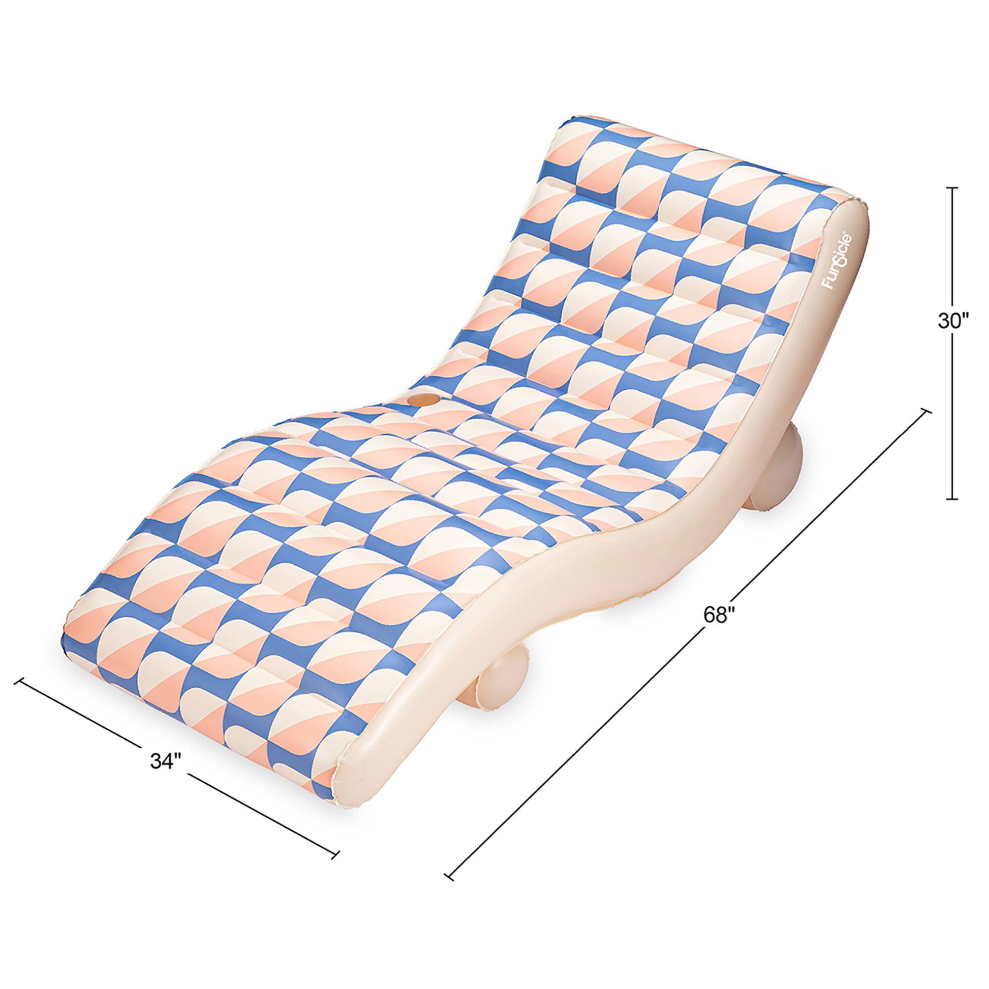 Funsicle 68" Blue & Cream Deco FunChaiser Lounge Inflatable Water Float